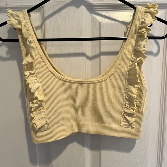 Zara Light Yellow Ruffle Tank Top - Picture 1 of 3